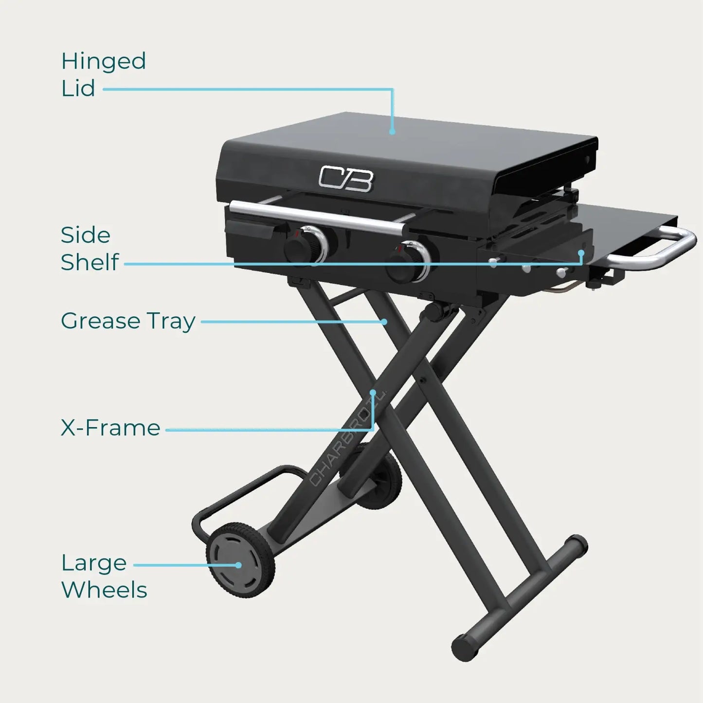 22" Folding Cart 2 Burner Portable Propane Gas Griddle
