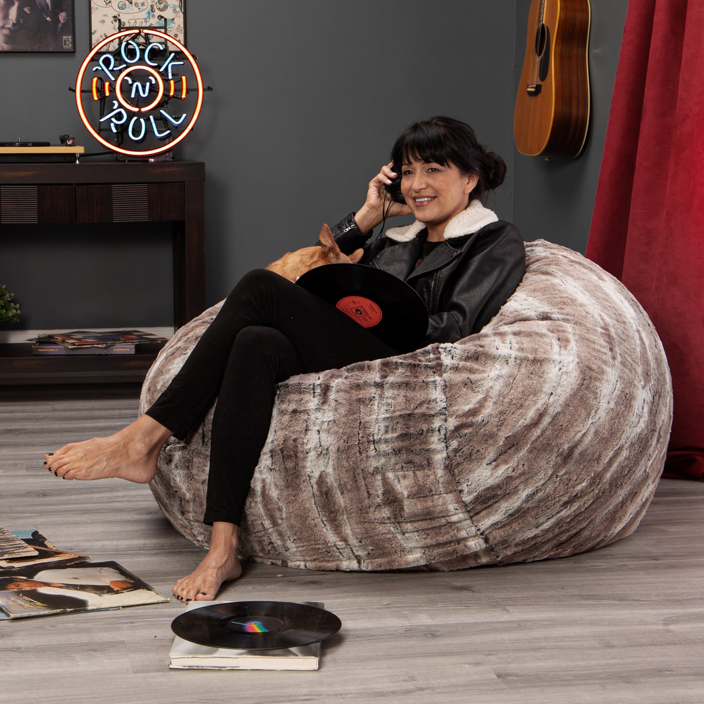 Premium Faux Fur Round Bean Bag