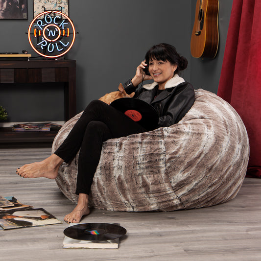 Premium Faux Fur Round Bean Bag