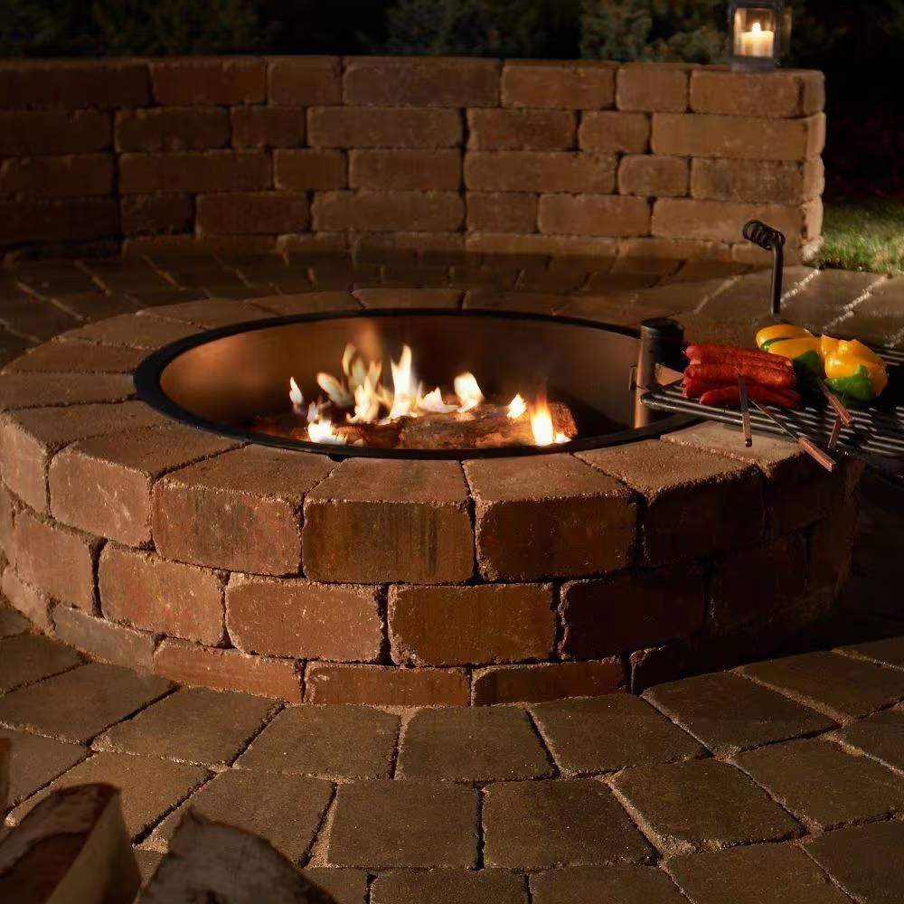 Outdoor Round Concrete Block Stone Fire Pit Kit 48-Inch