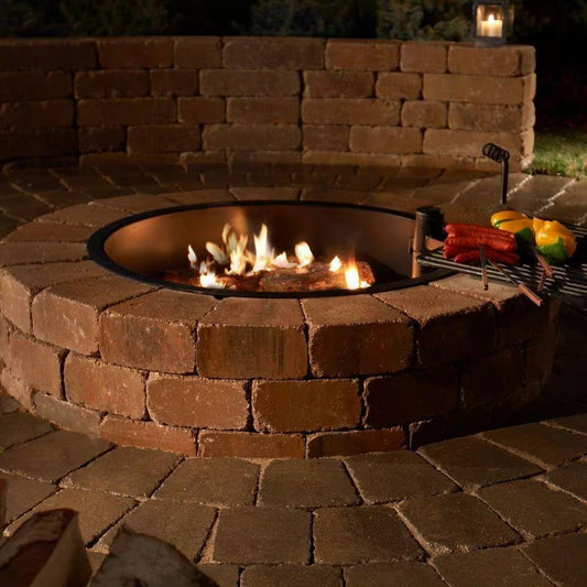 Outdoor Round Concrete Block Stone Fire Pit Kit 48-Inch