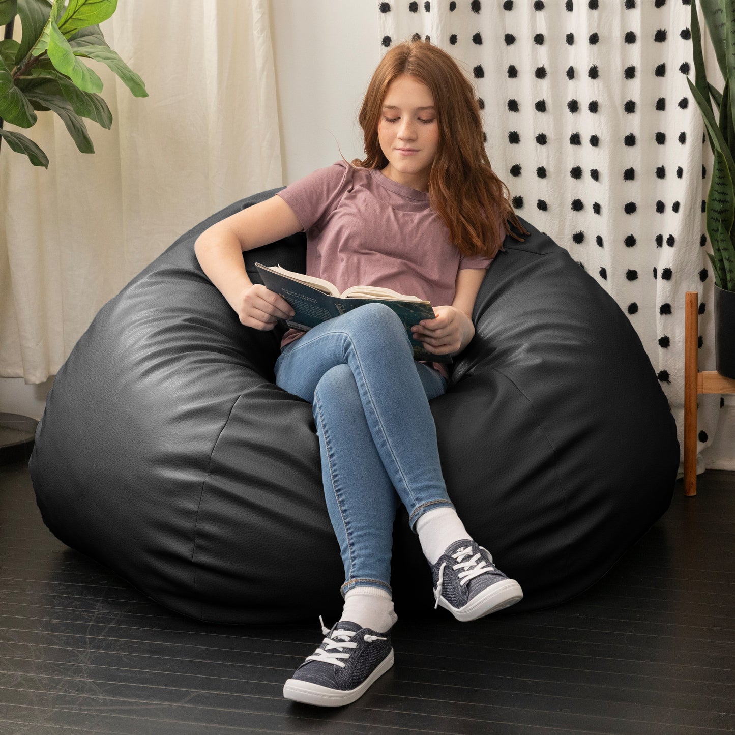 Faux Leather Foam Bean Bag Chair