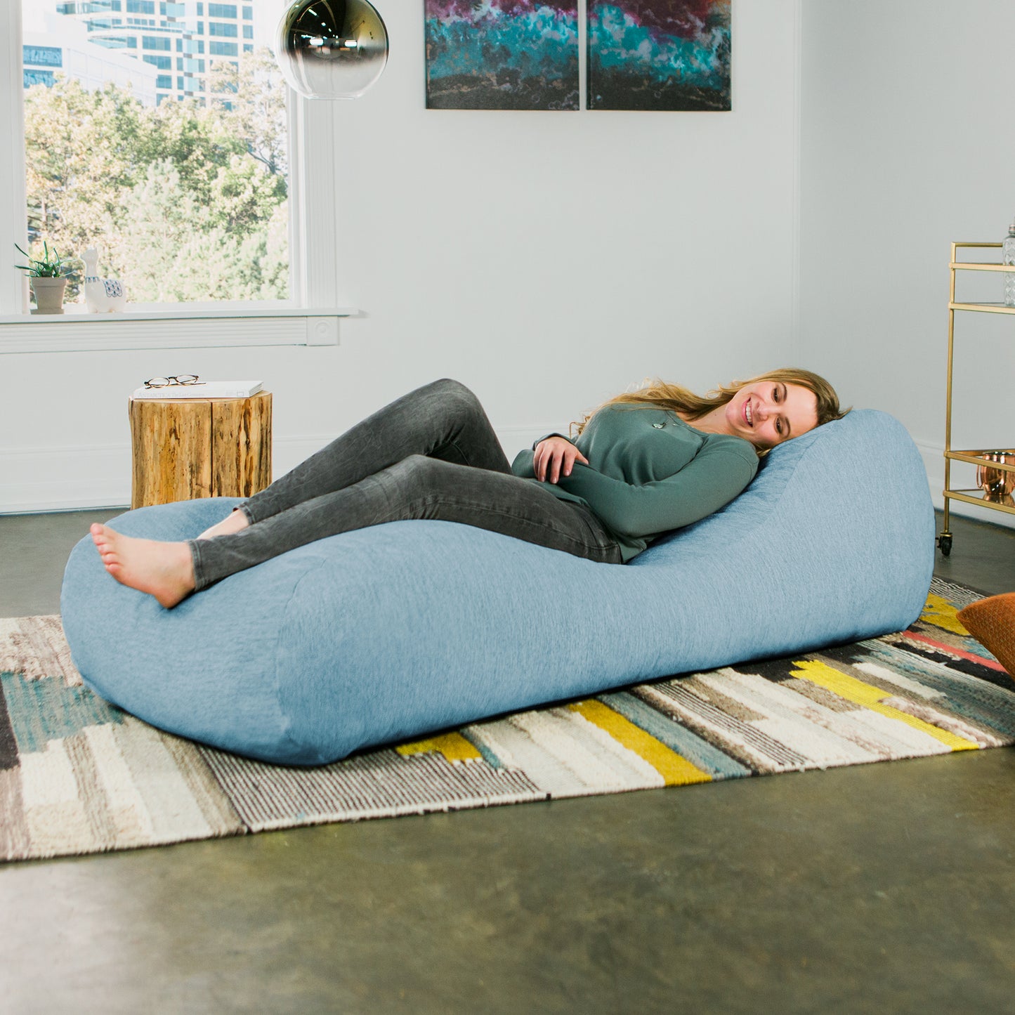 Premium Chenille Foam Bean Bag Chaise Lounger