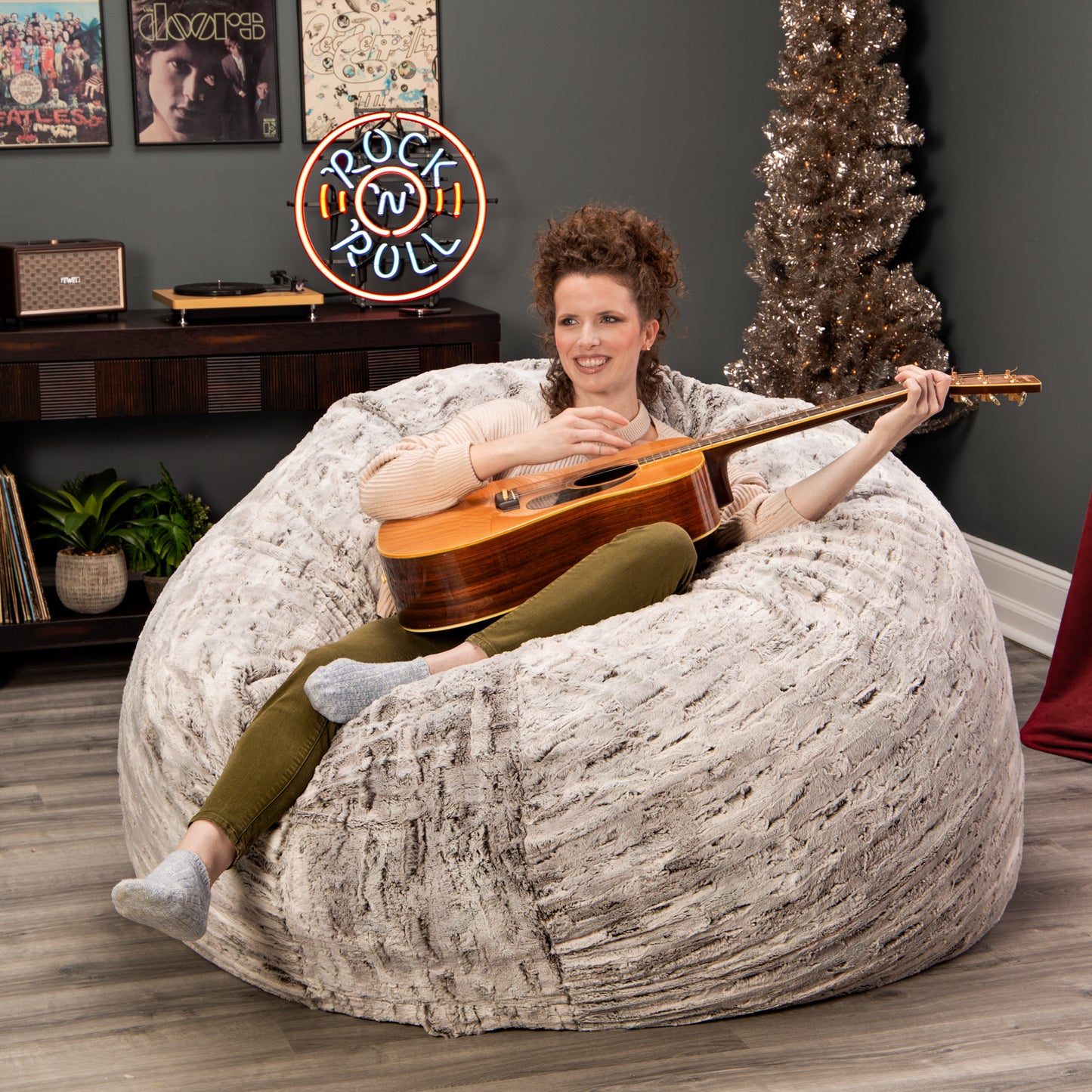 Premium Luxe Faux Fur Cocoon Giant Bean Bag