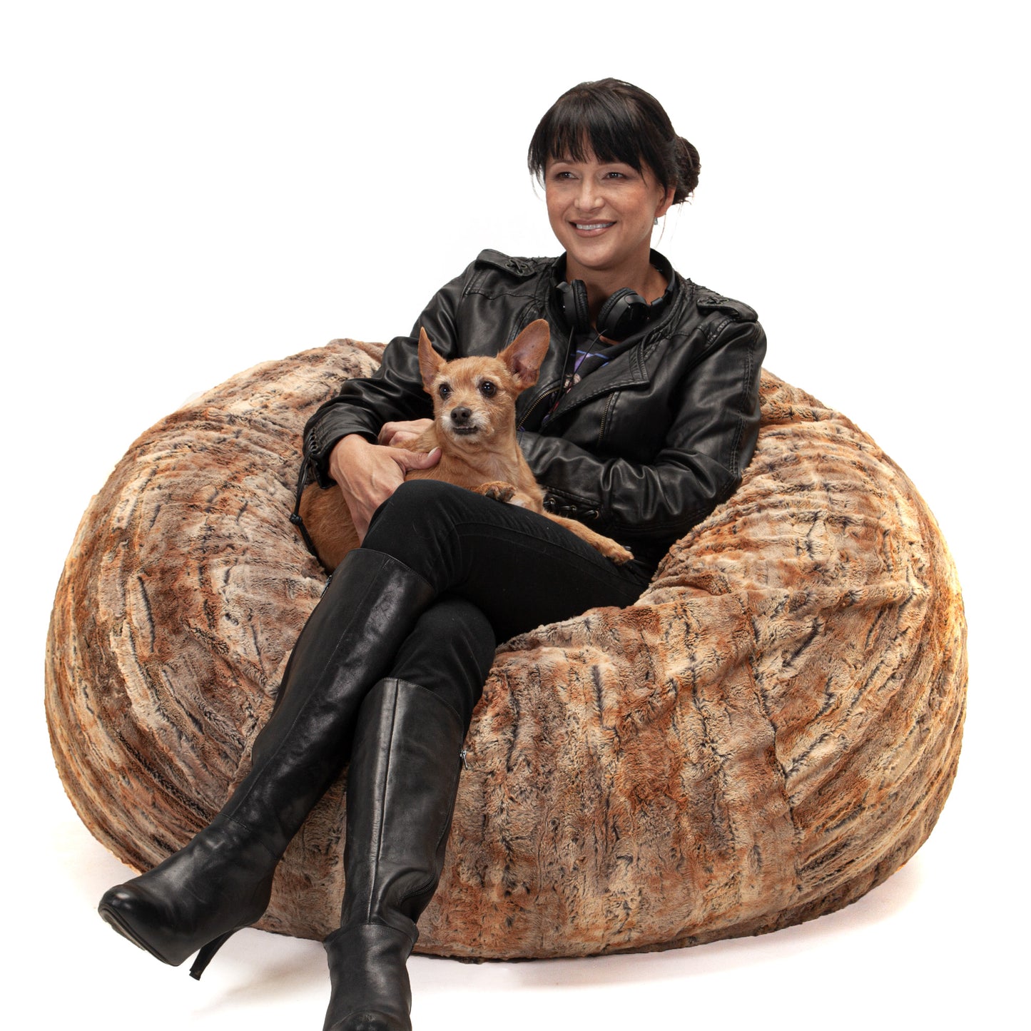 Premium Faux Fur Round Bean Bag