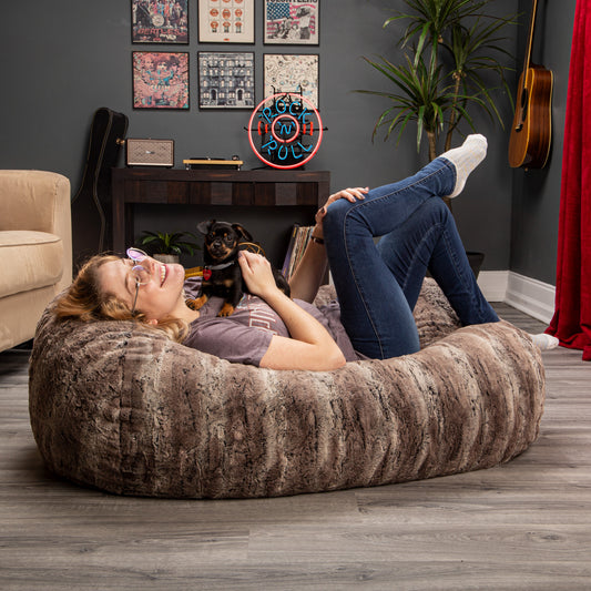 Premium Luxe Fur Bean Bag Sofa Lounger