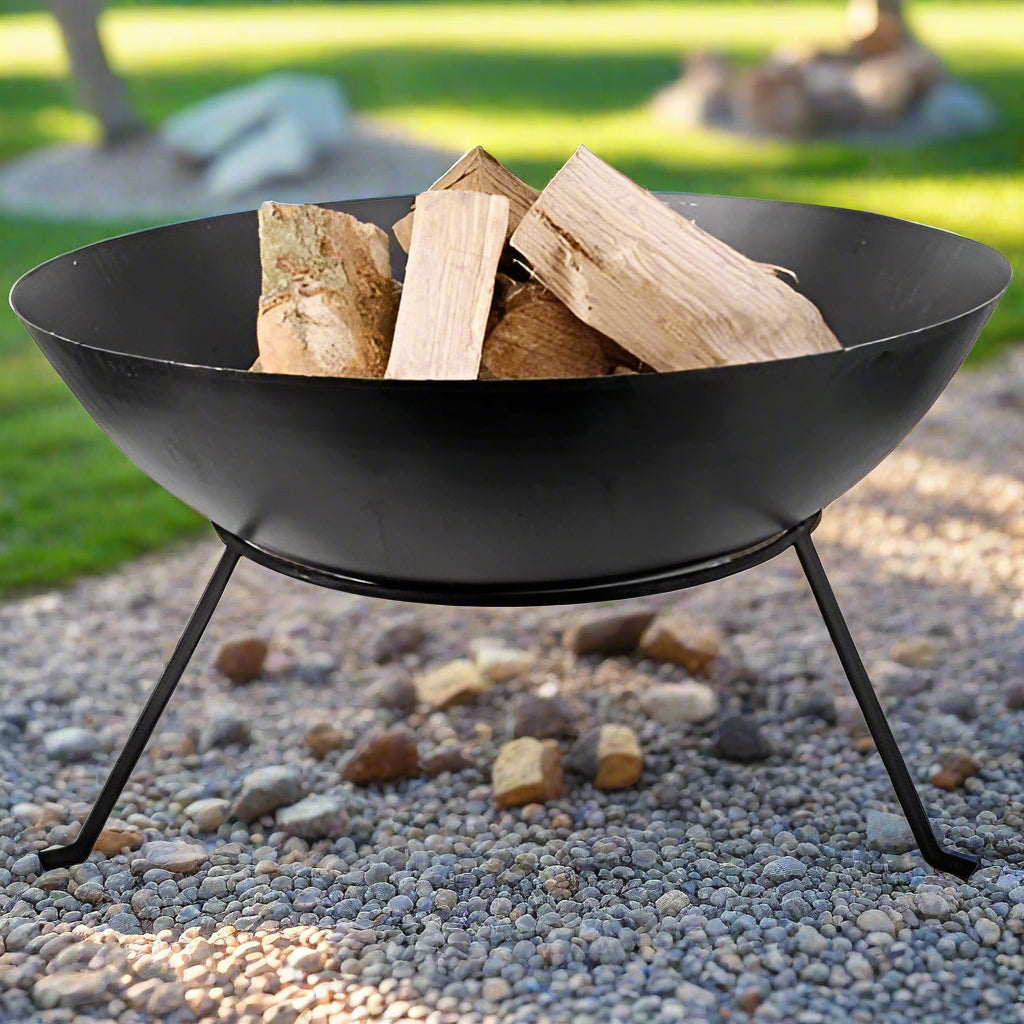 Black Cast Iron 23 inch Outdoor Fire Pit Bowl
