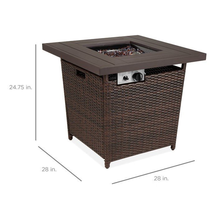 Brown Resin Wicker Fire Pit LP Gas Propane