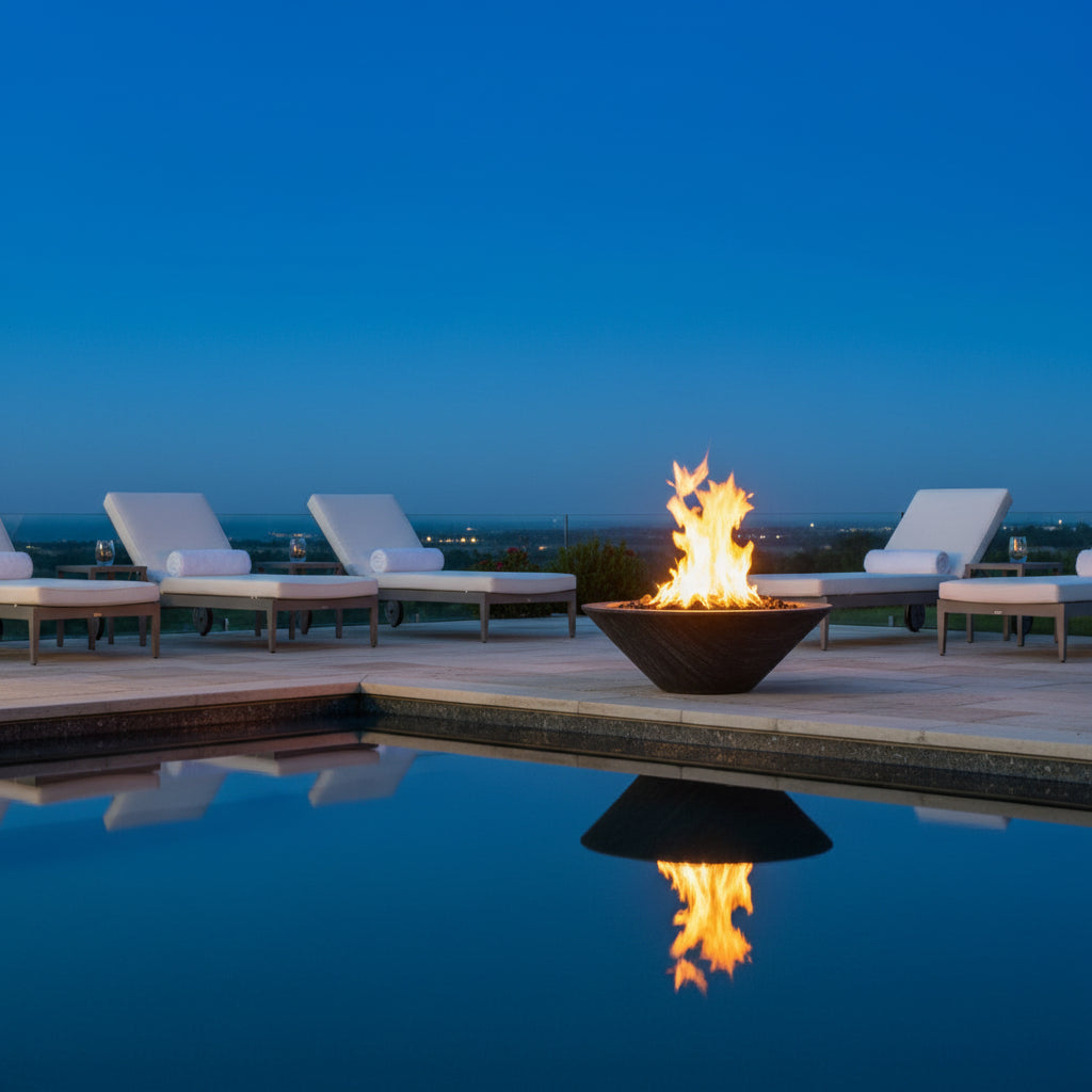 Cazo Ivory Wood Grain Fire Bowl