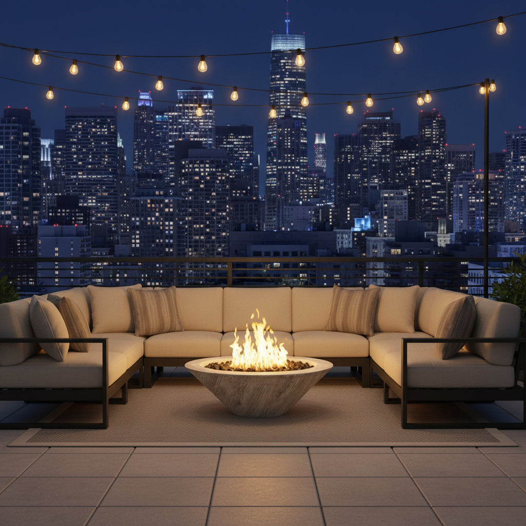 Cazo Ivory Wood Grain Fire Bowl