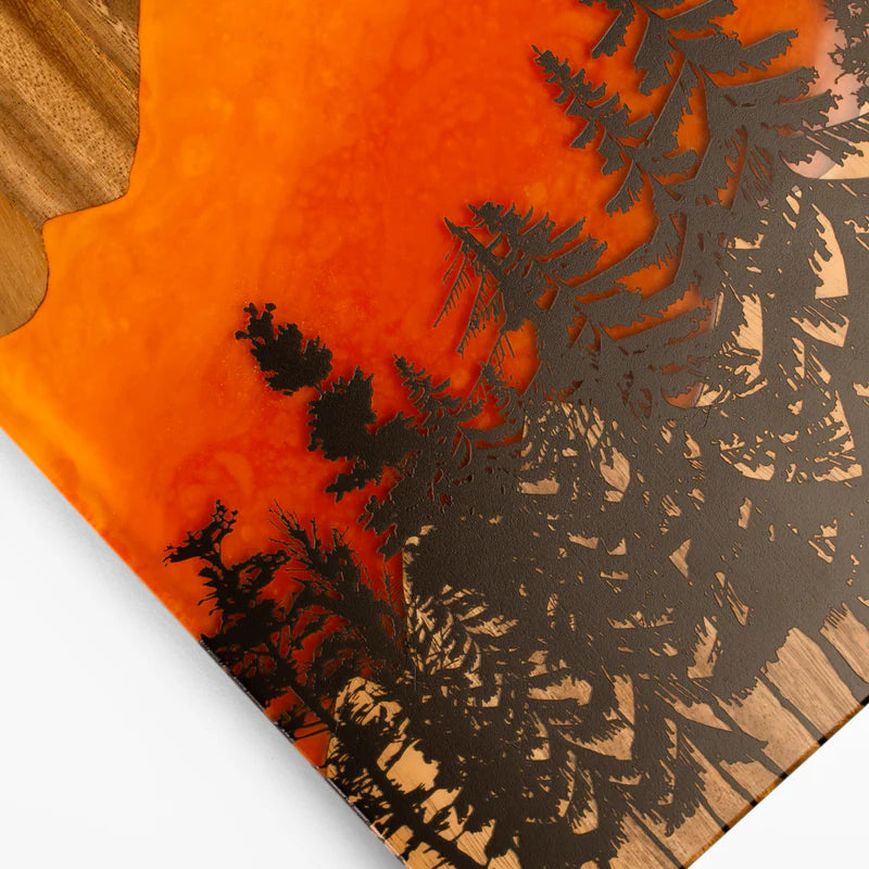 Orange Mountain Epoxy Resin Wood Compact Travel Cornhole Board Set