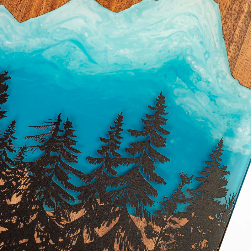 Blue Mountain Epoxy Resin Wood Compact Travel Cornhole Board Set