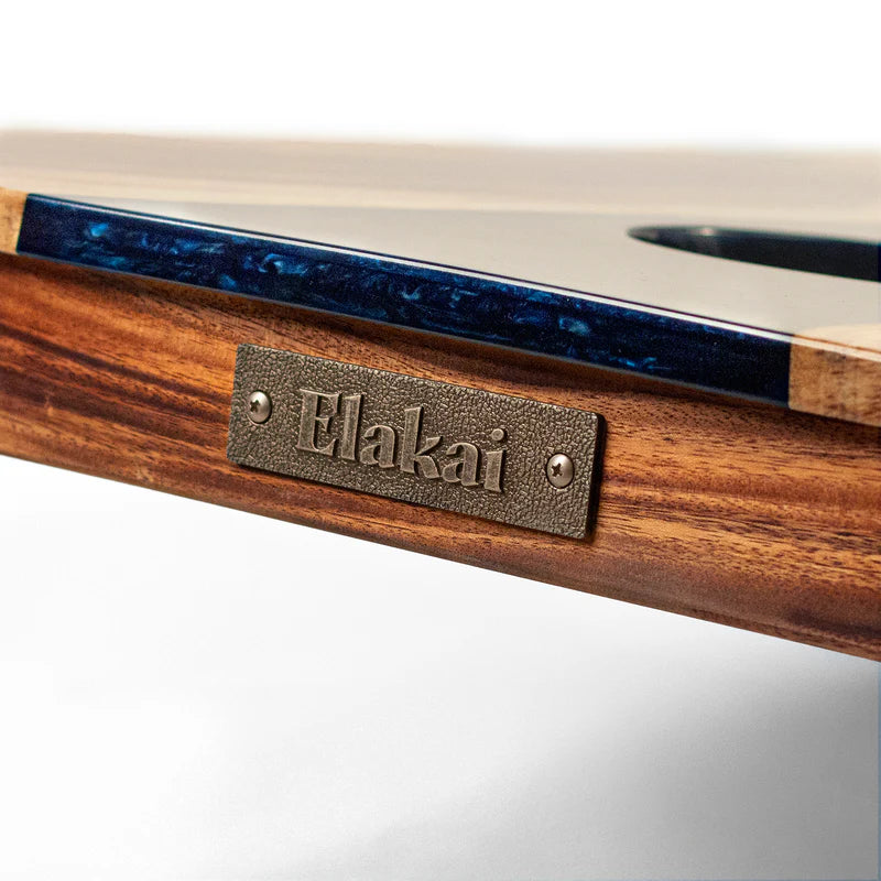 The River Epoxy Resin with Live Edge Acacia Pathfinder ART Cornhole Boards - Sapphire