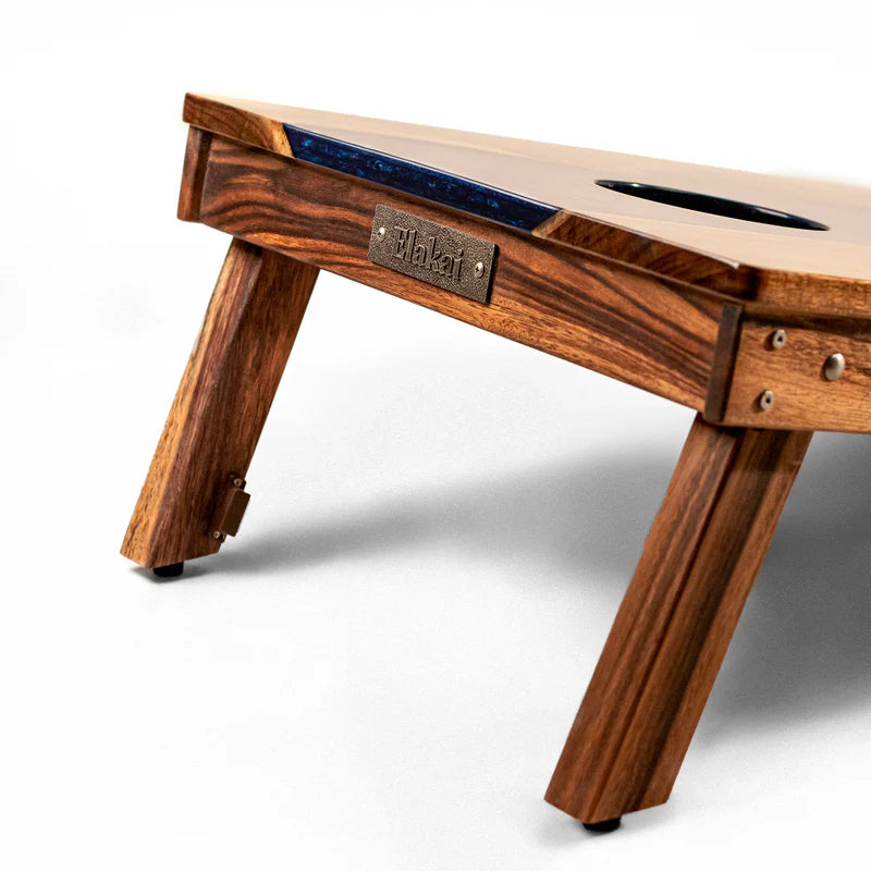 The River Epoxy Resin with Live Edge Acacia Pathfinder ART Cornhole Boards - Sapphire