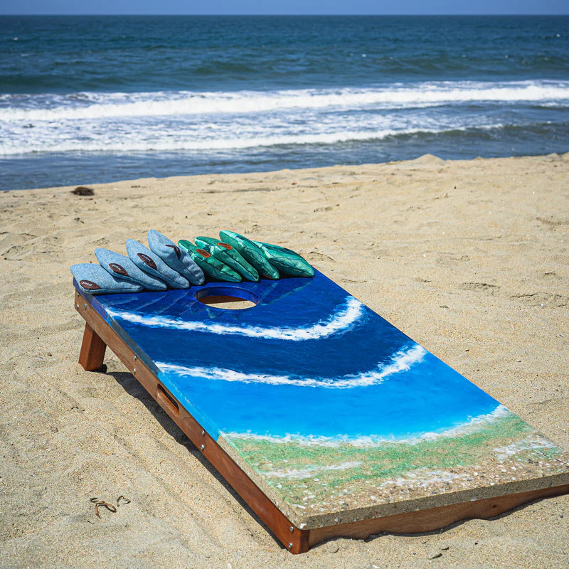 The Beach Epoxy Resin Mahogany Pathfinder ART Cornhole Boards