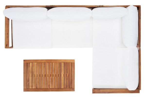 Endelia Outdoor Living Set – Natural Wood with Beige Cushions