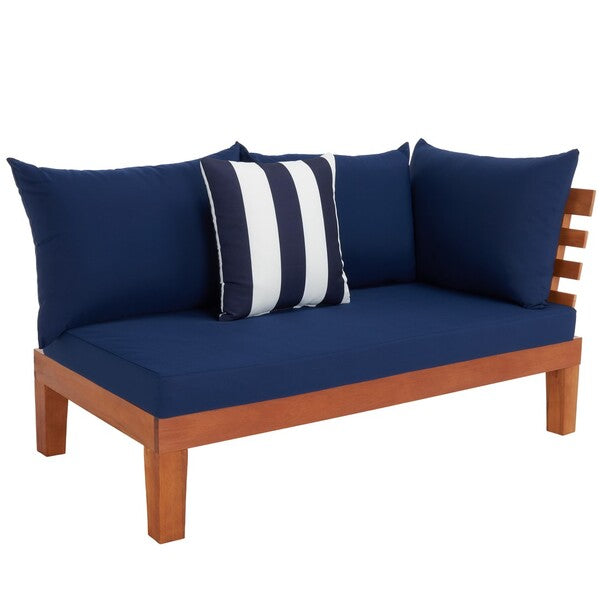 Granton 5-Piece Outdoor Living Set – Eucalyptus Wood with Navy Cushions