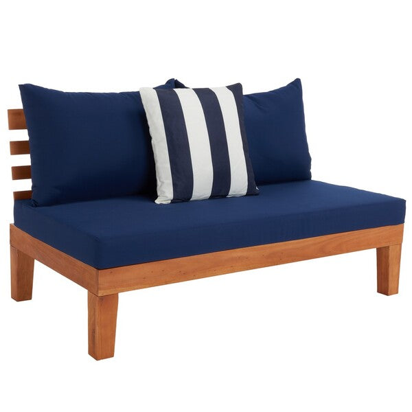 Granton 5-Piece Outdoor Living Set – Eucalyptus Wood with Navy Cushions