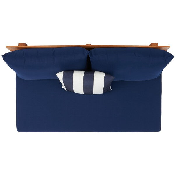 Granton 5-Piece Outdoor Living Set – Eucalyptus Wood with Navy Cushions