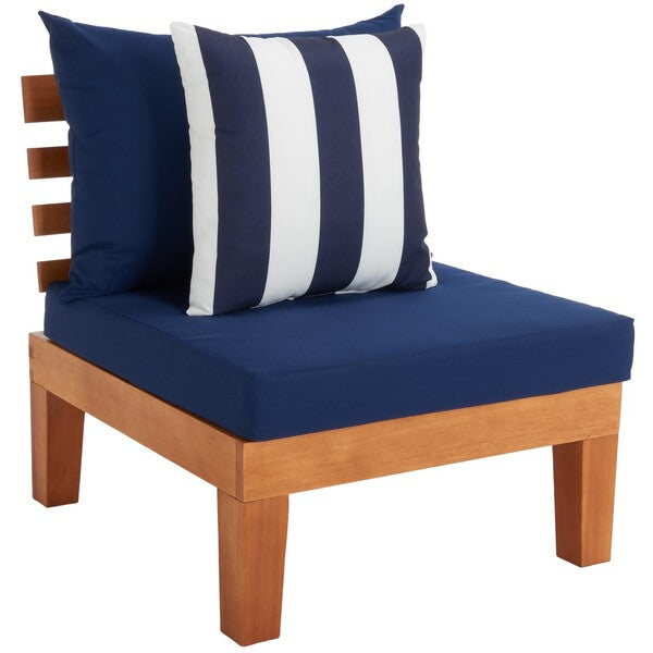 Granton 5-Piece Outdoor Living Set – Eucalyptus Wood with Navy Cushions