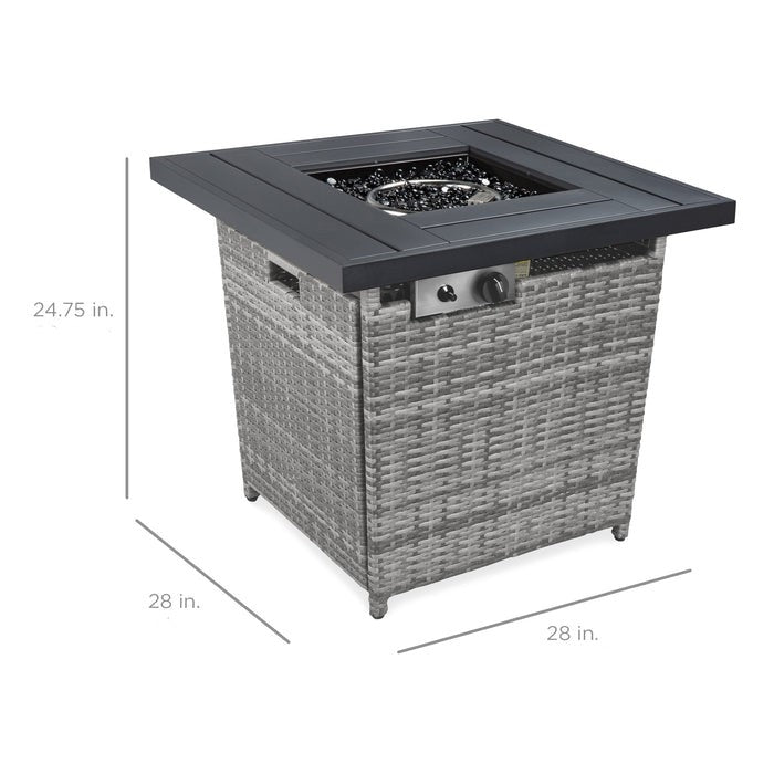 Grey Wicker LP Gas Propane Fire Pit