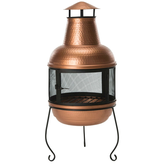 Hammered Copper & Iron Chiminea Fire Pit