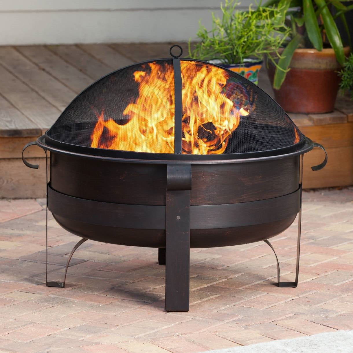 Heavy Duty Deep Steel Cauldron Fire Pit 34 Inch