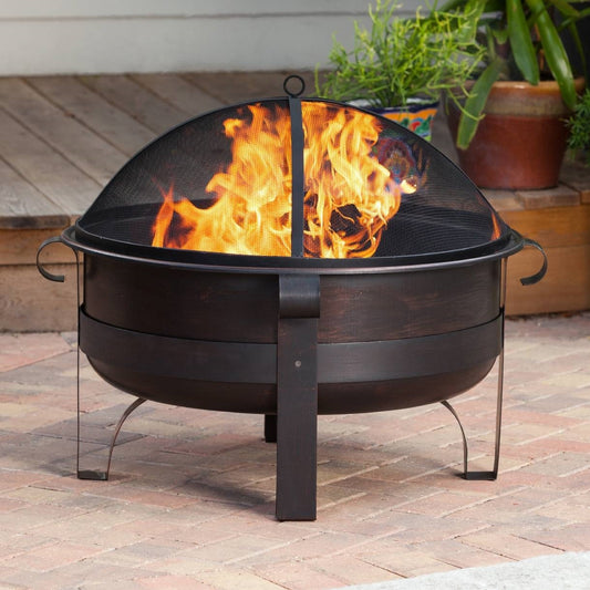 Heavy Duty Deep Steel Cauldron Fire Pit 34 Inch