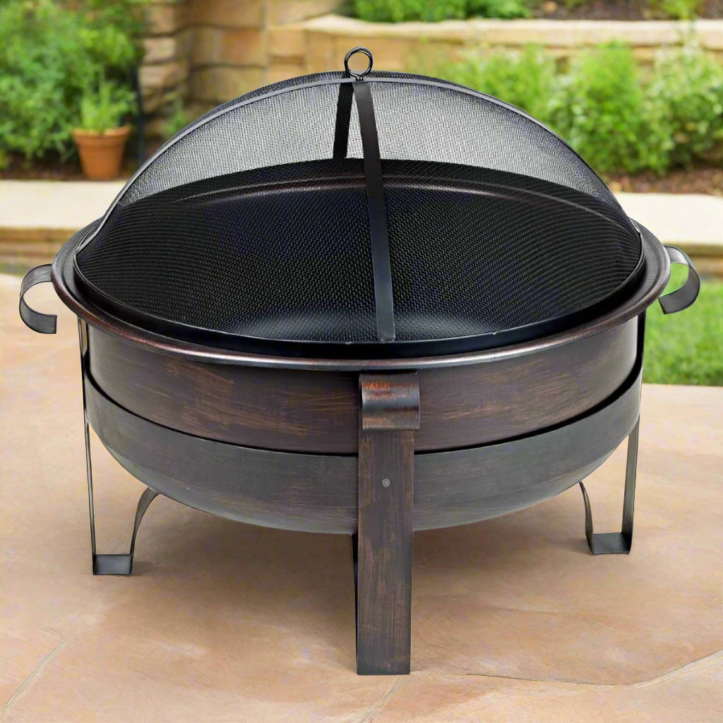 Heavy Duty Deep Steel Cauldron Fire Pit 34 Inch