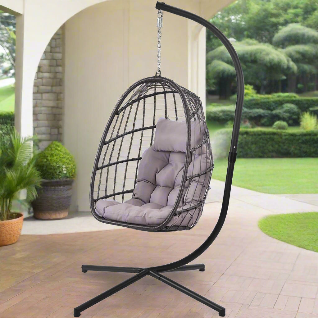 Wicker Rattan Aluminum Frame Swing Egg Chair Hammock