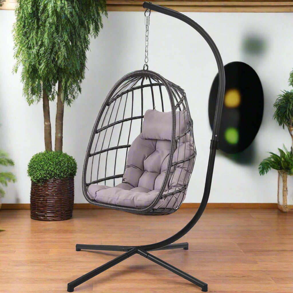 Wicker Rattan Aluminum Frame Swing Egg Chair Hammock