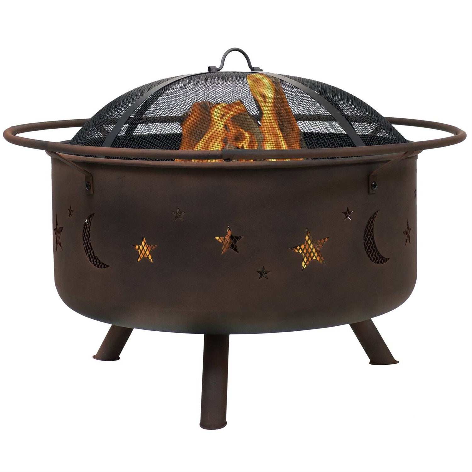 Moon Stars Sky Steel Fire Pit Bowl
