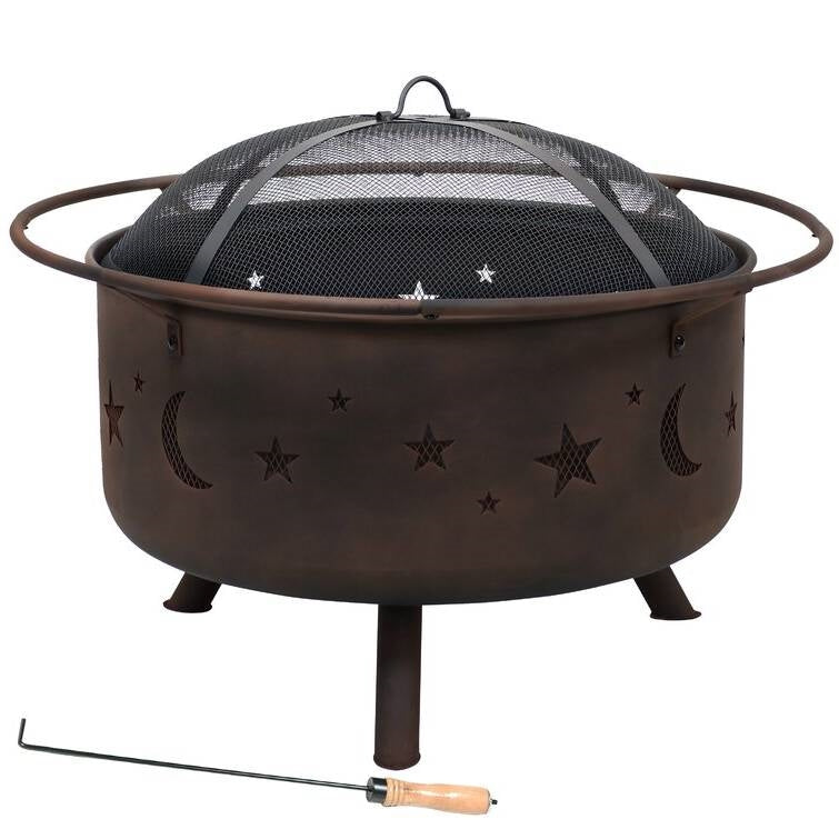 Moon Stars Sky Steel Fire Pit Bowl