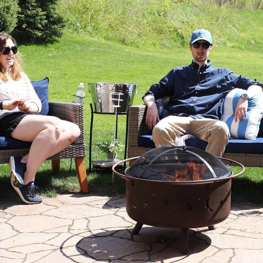 Moon Stars Sky Steel Fire Pit Bowl
