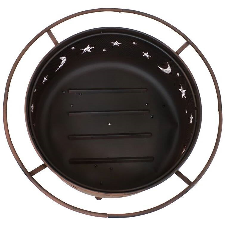 Moon Stars Sky Steel Fire Pit Bowl