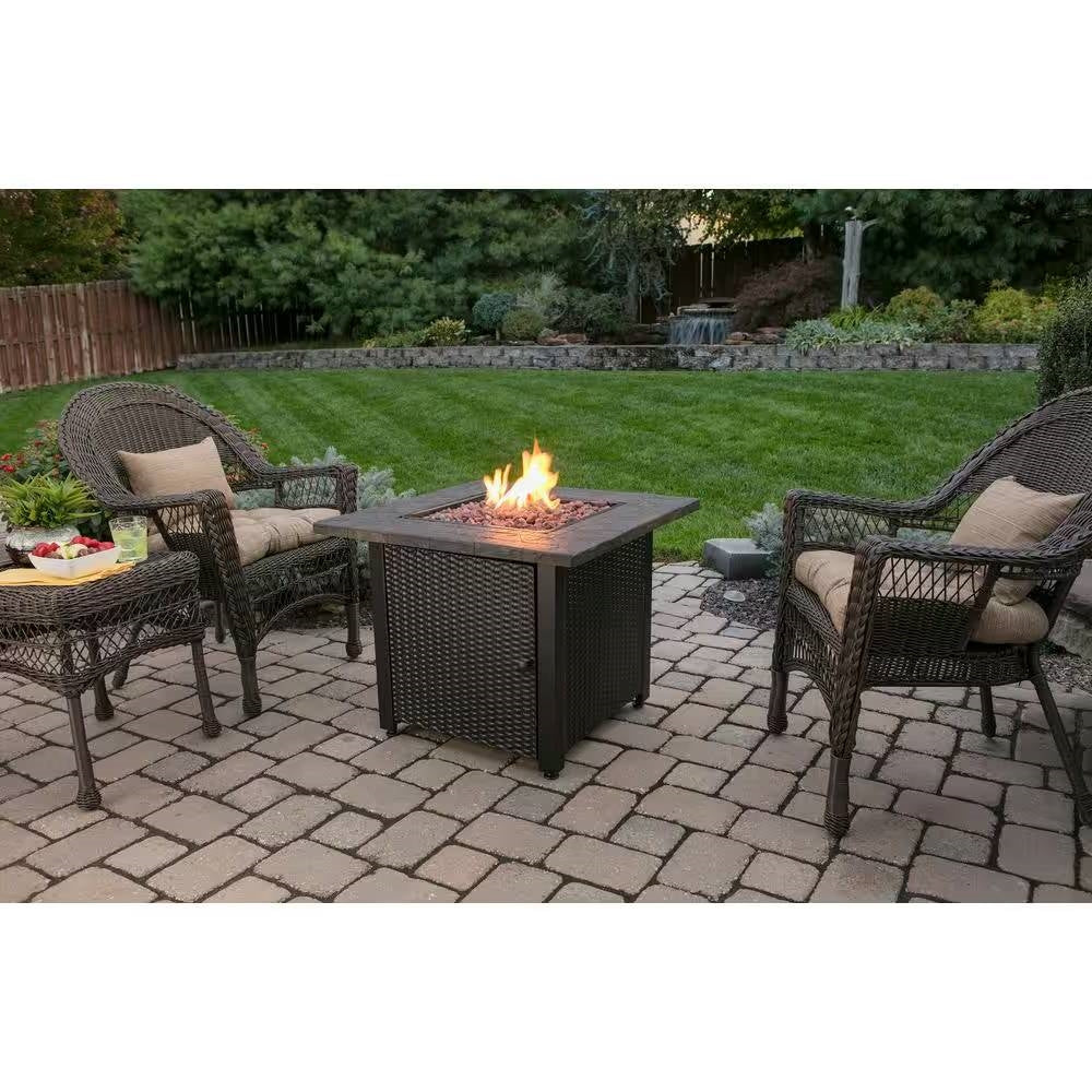 Outdoor Bronze LP Propane Gas Fire Pit 30-Inch