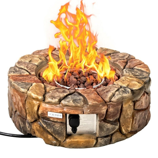 Outdoor Circle Stone Gas Propane Fire Pit