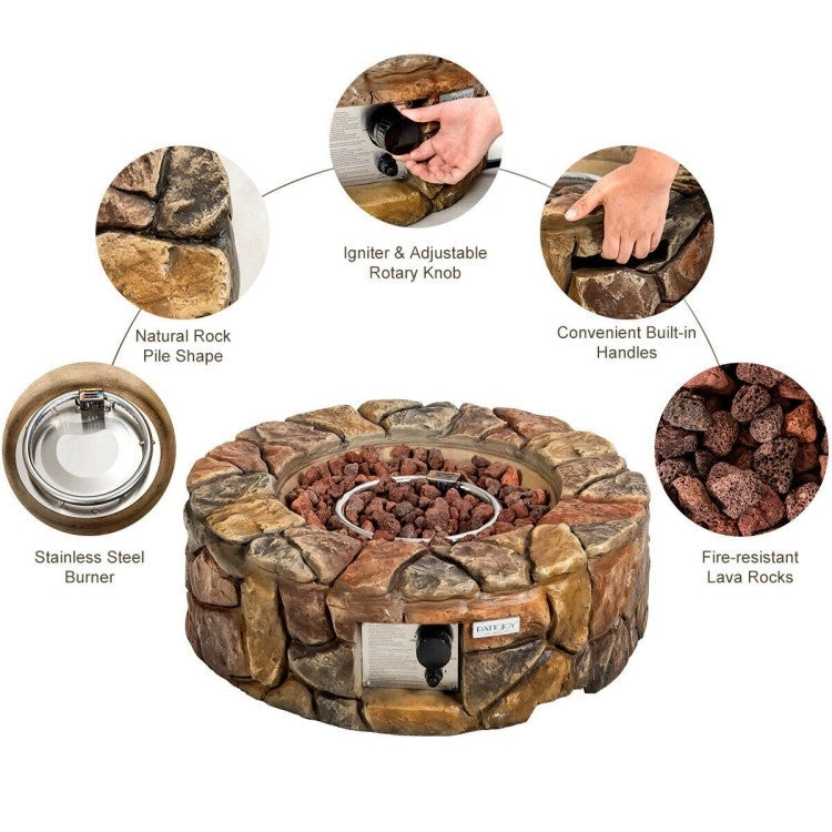 Outdoor Circle Stone Gas Propane Fire Pit