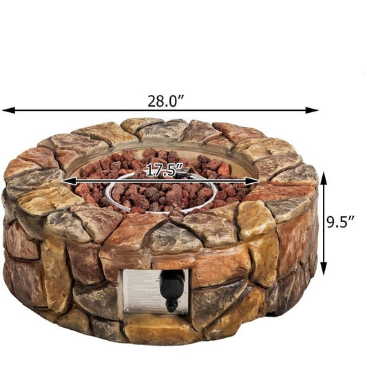 Outdoor Circle Stone Gas Propane Fire Pit