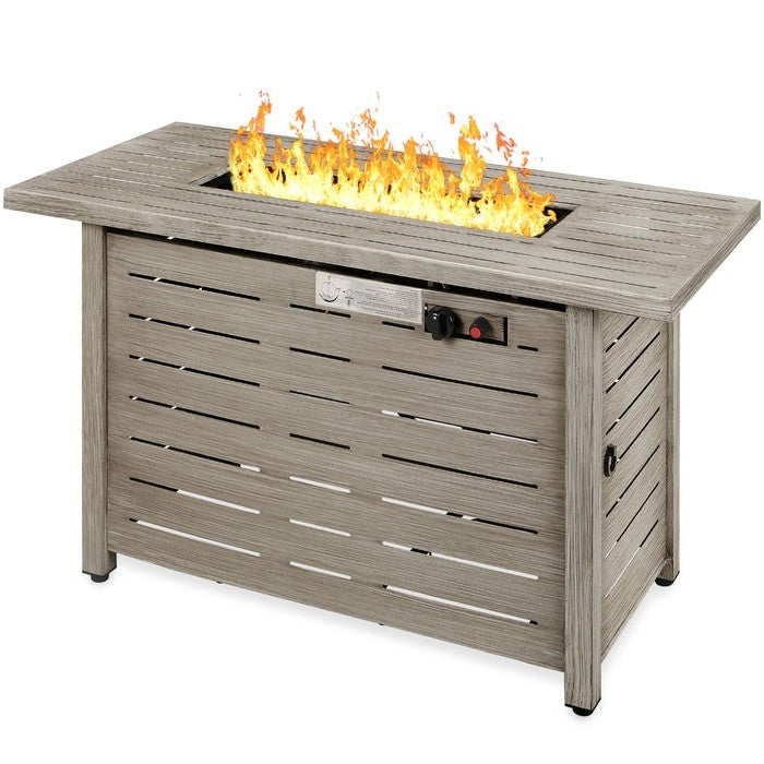 Outdoor Heating Grey Steel LP Gas Propane Fire Pit