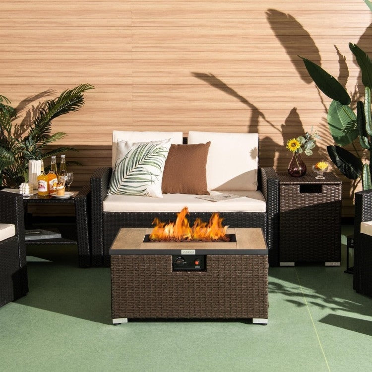 Outdoor Propane Fire Pit with Side Table Tank Holder