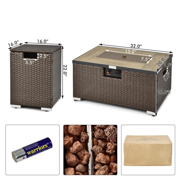 Outdoor Propane Fire Pit with Side Table Tank Holder