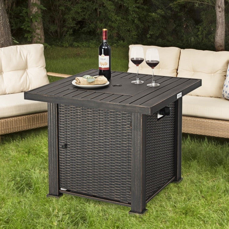 Outdoor Square Propane Gas Fire Pit Table