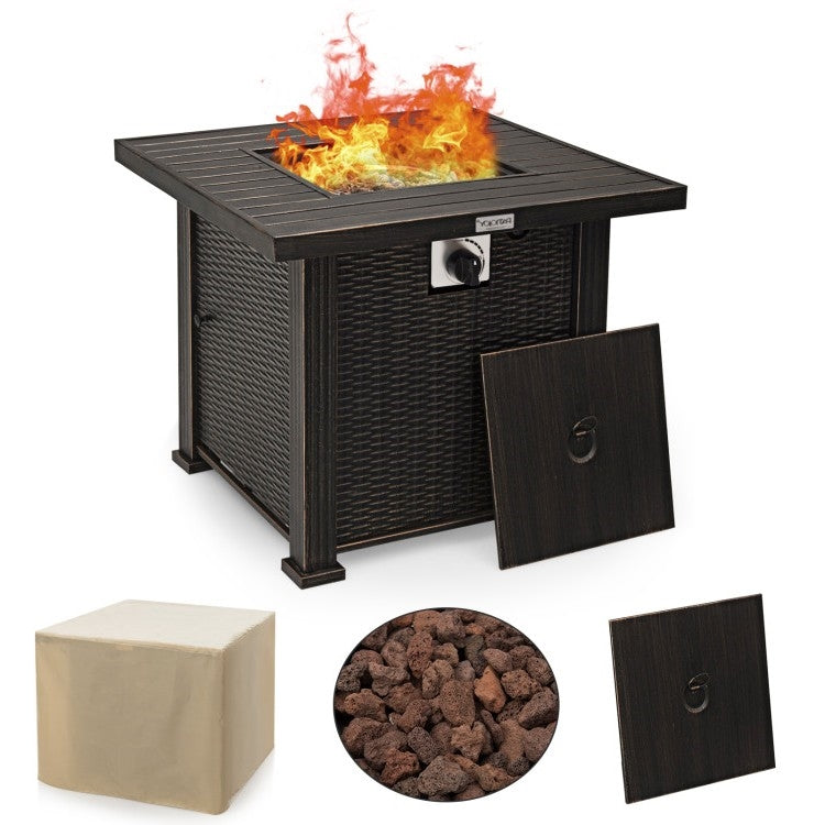 Outdoor Square Propane Gas Fire Pit Table