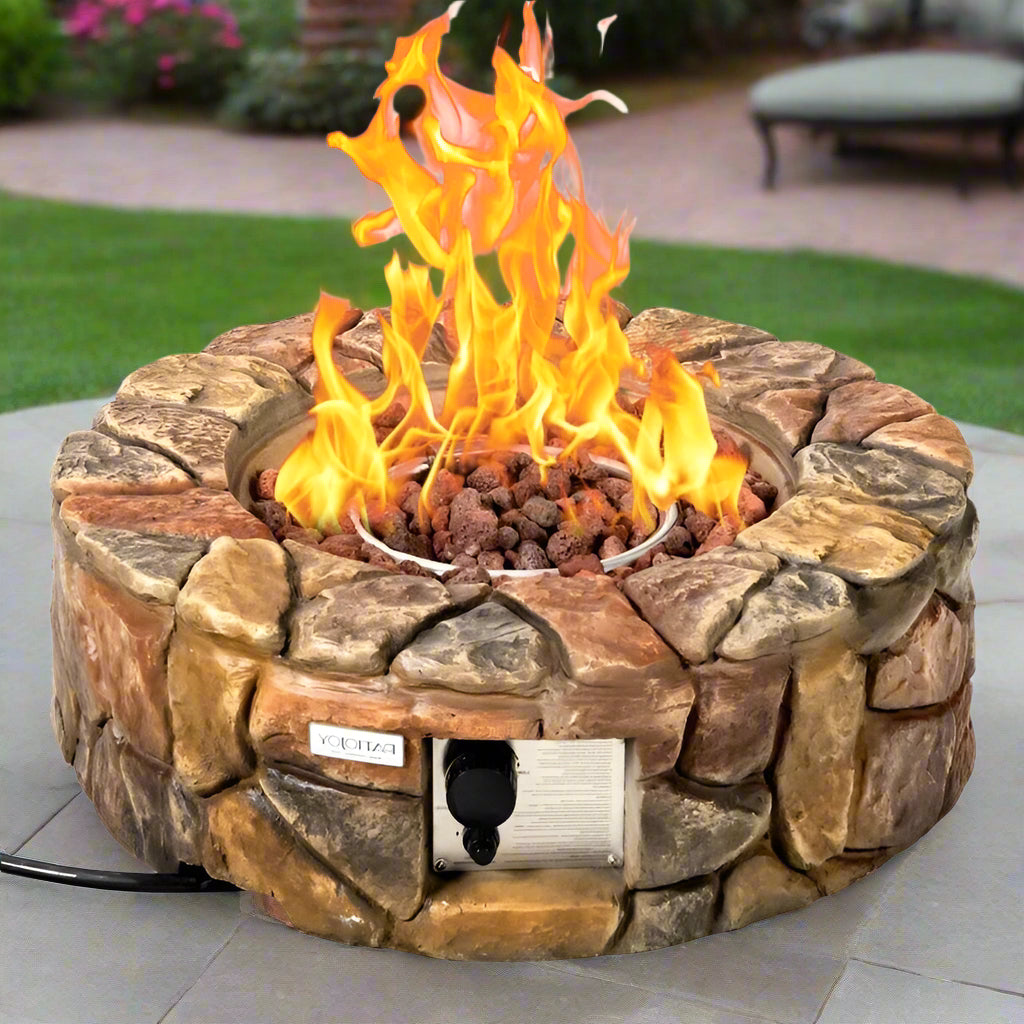 Outdoor Circle Stone Gas Propane Fire Pit