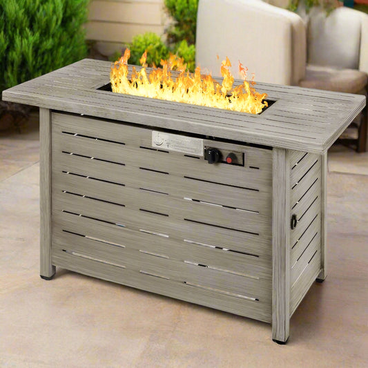 Outdoor Heating Grey Steel LP Gas Propane Fire Pit