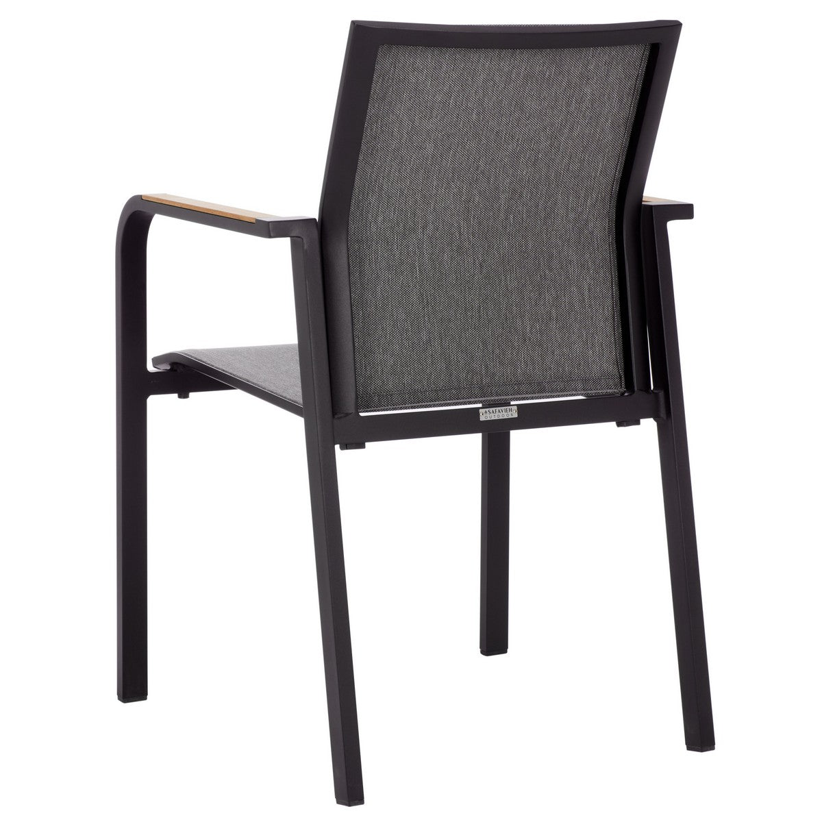 Dexter Outdoor Armchair Set of 2 with Teak Arms – Modern Aluminum Patio Chairs
