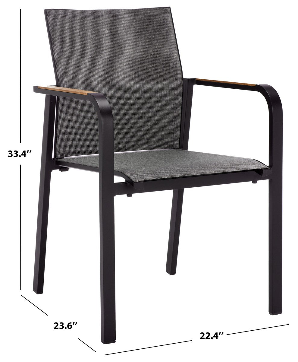 Dexter Outdoor Armchair Set of 2 with Teak Arms – Modern Aluminum Patio Chairs