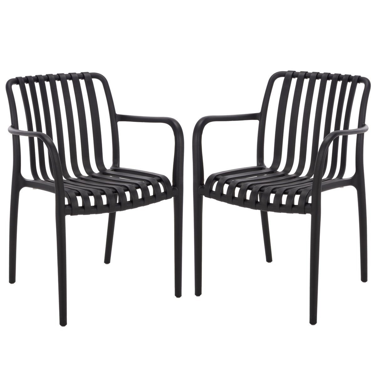 Holly Outdoor Dining Armchair Set of 2 – Stackable Polyethylene Patio Chairs
