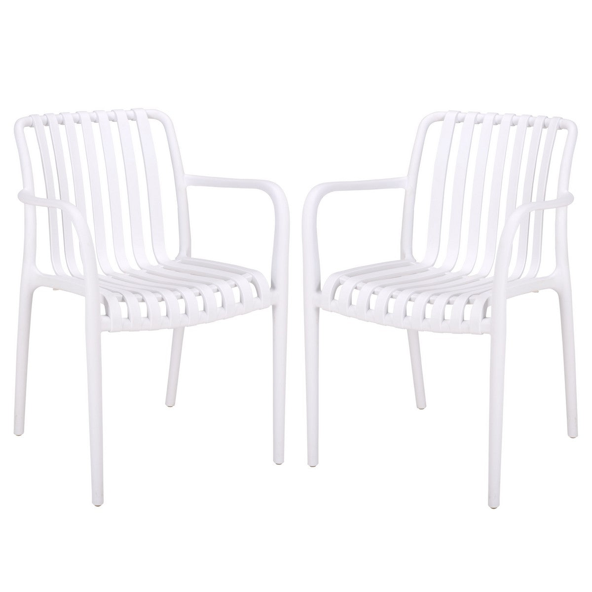 Holly Outdoor Dining Armchair Set of 2 – Stackable Polyethylene Patio Chairs